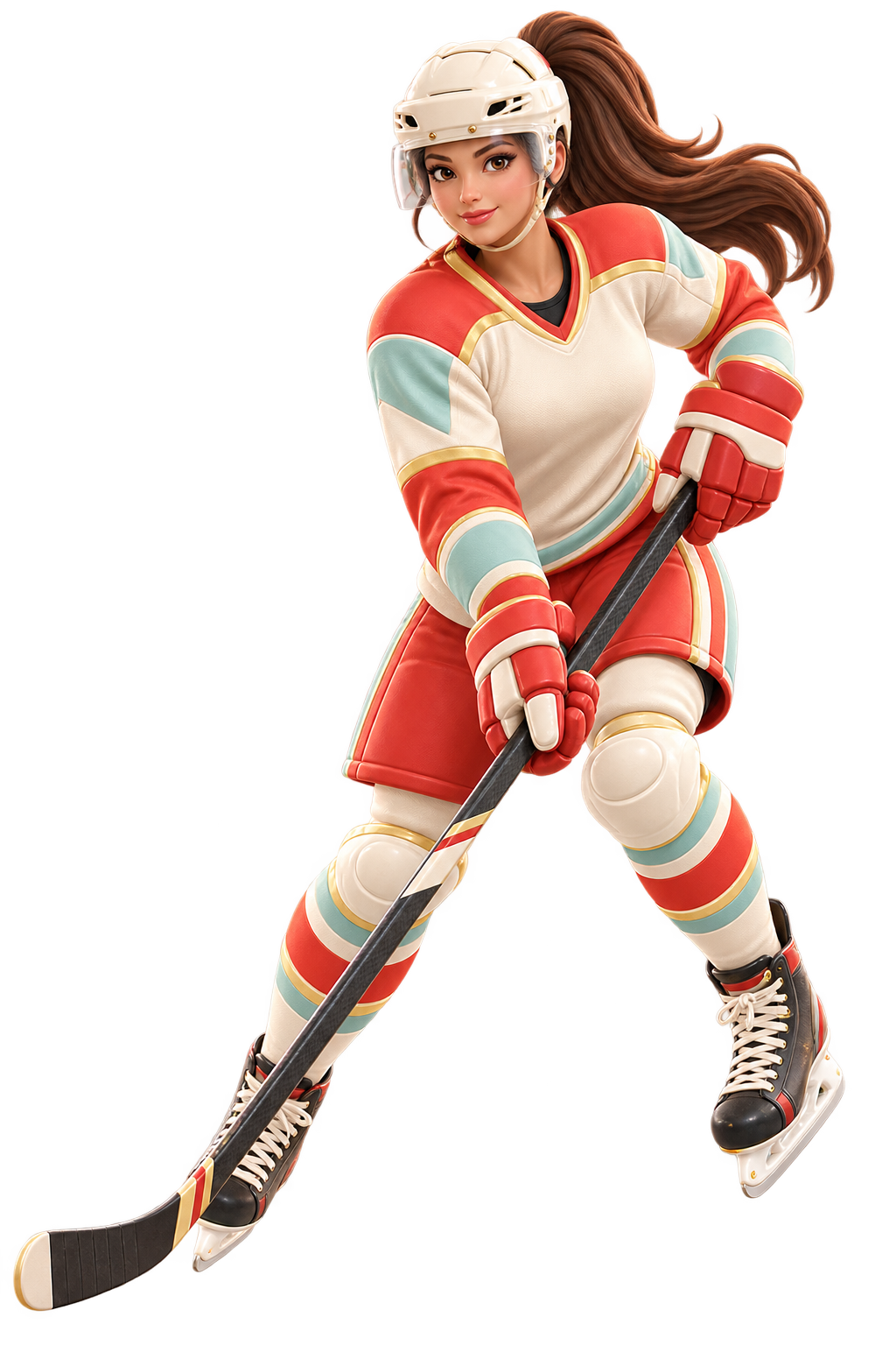 Illustrated female ice hockey player representing sports betting at AllySpin Casino